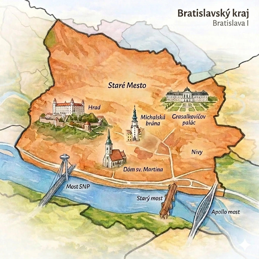 Mapa Bratislava jeden