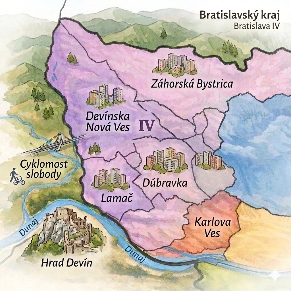 Mapa Bratislava štyri